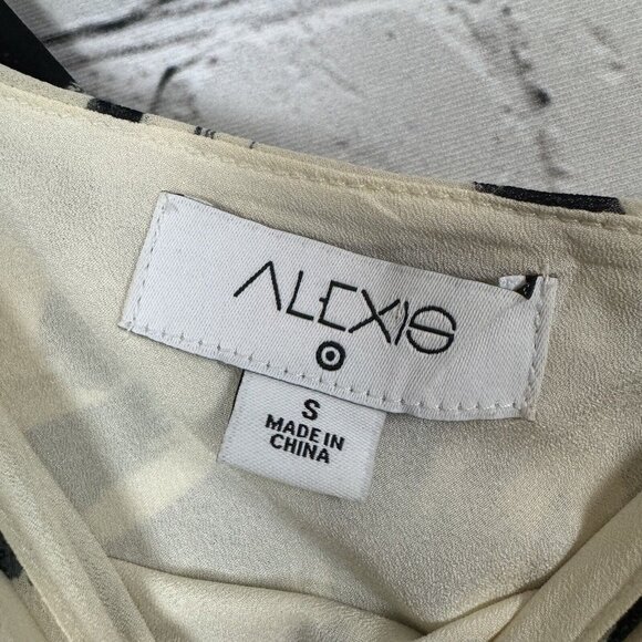 Alexis x Target Botanical One Shoulder Black White Ruffle Chiffon Dress Women S - Picture 10 of 12